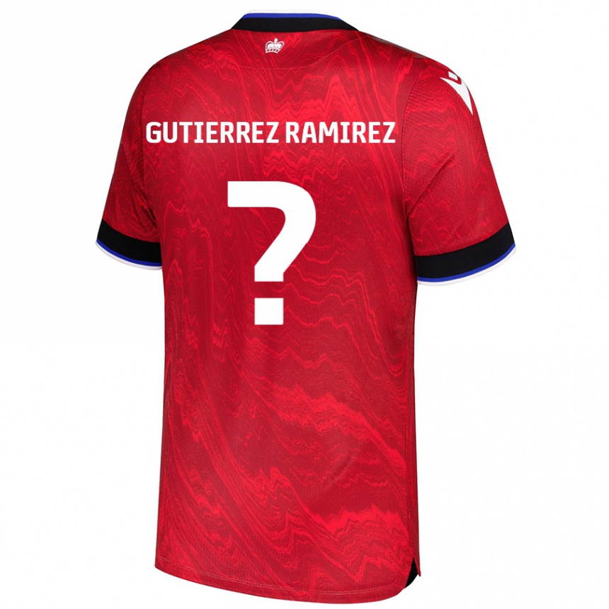 Niño Fútbol Camiseta William Gutierrez Ramirez #0 Rojo Negro 2ª Equipación 2024/25