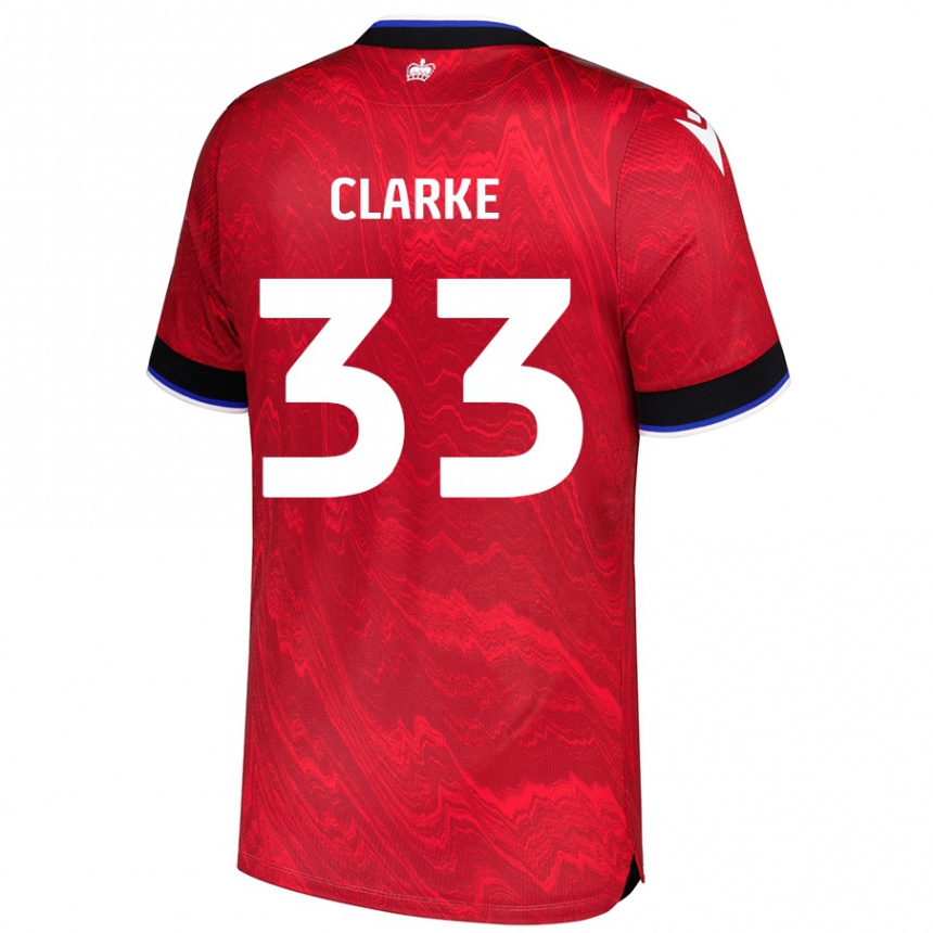 Niño Fútbol Camiseta John Clarke #33 Rojo Negro 2ª Equipación 2024/25