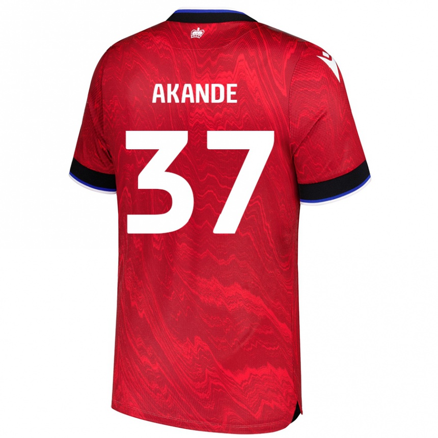 Niño Fútbol Camiseta Adrian Akande #37 Rojo Negro 2ª Equipación 2024/25