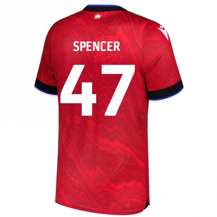 Niño Fútbol Camiseta Shay Spencer #47 Rojo Negro 2ª Equipación 2024/25