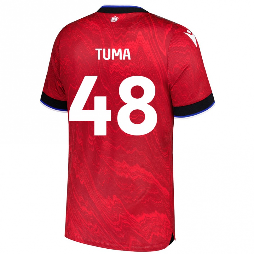 Niño Fútbol Camiseta Basil Tuma #48 Rojo Negro 2ª Equipación 2024/25