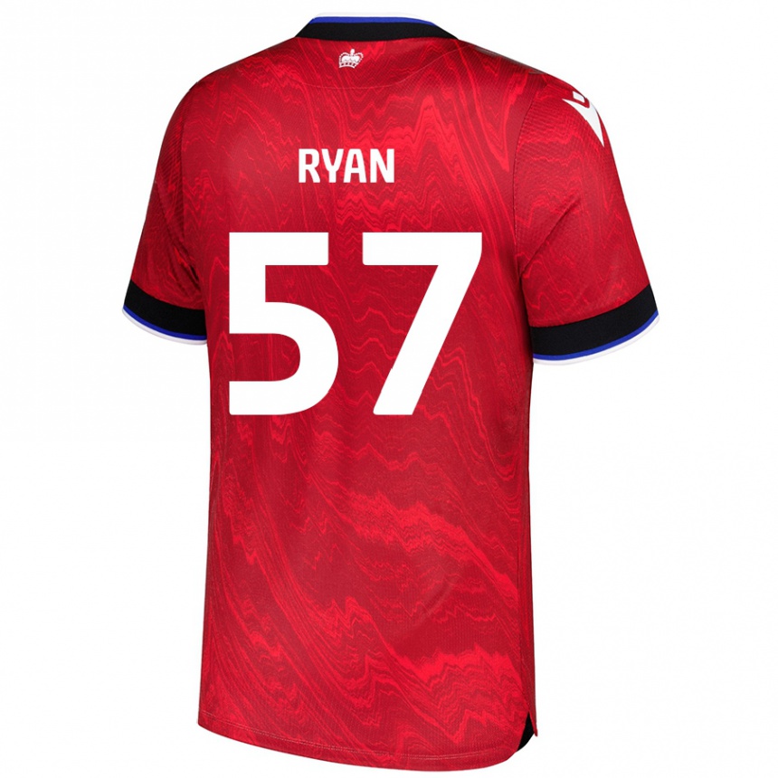 Niño Fútbol Camiseta John Ryan #57 Rojo Negro 2ª Equipación 2024/25