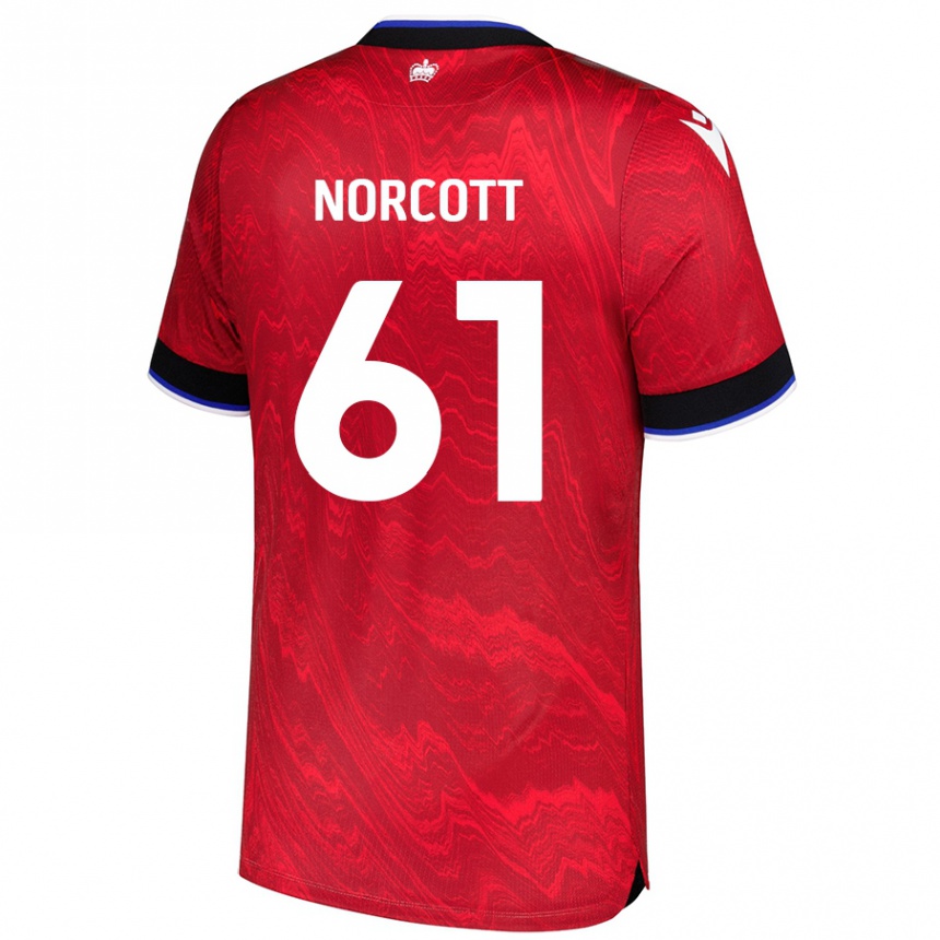 Niño Fútbol Camiseta Tom Norcott #61 Rojo Negro 2ª Equipación 2024/25