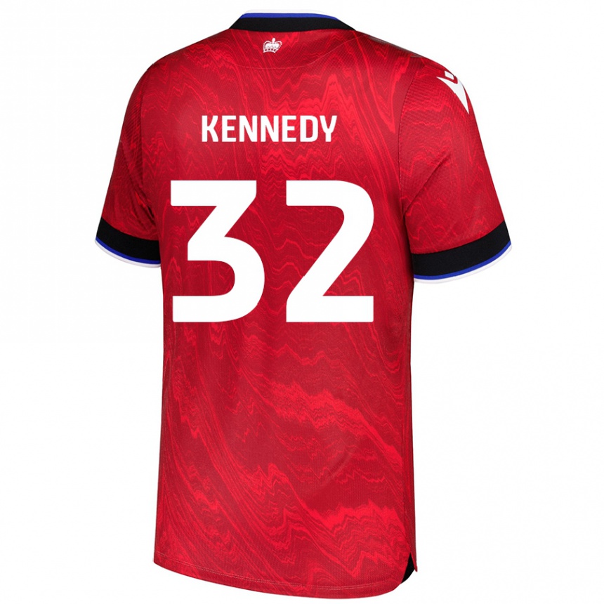 Niño Fútbol Camiseta Stevie Kennedy #32 Rojo Negro 2ª Equipación 2024/25