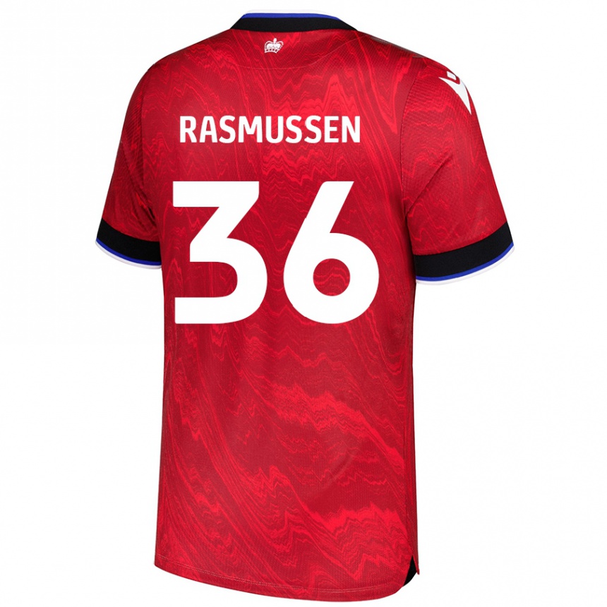 Niño Fútbol Camiseta Tash Rasmussen #36 Rojo Negro 2ª Equipación 2024/25