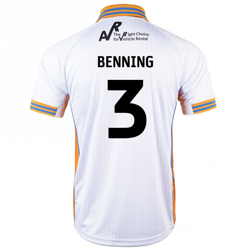 Niño Fútbol Camiseta Mal Benning #3 Blanco 2ª Equipación 2024/25