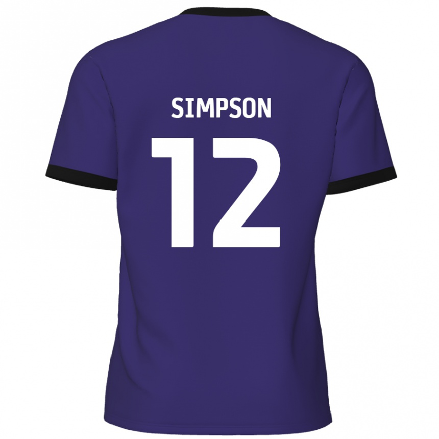 Niño Fútbol Camiseta Tyreece Simpson #12 Púrpura 2ª Equipación 2024/25