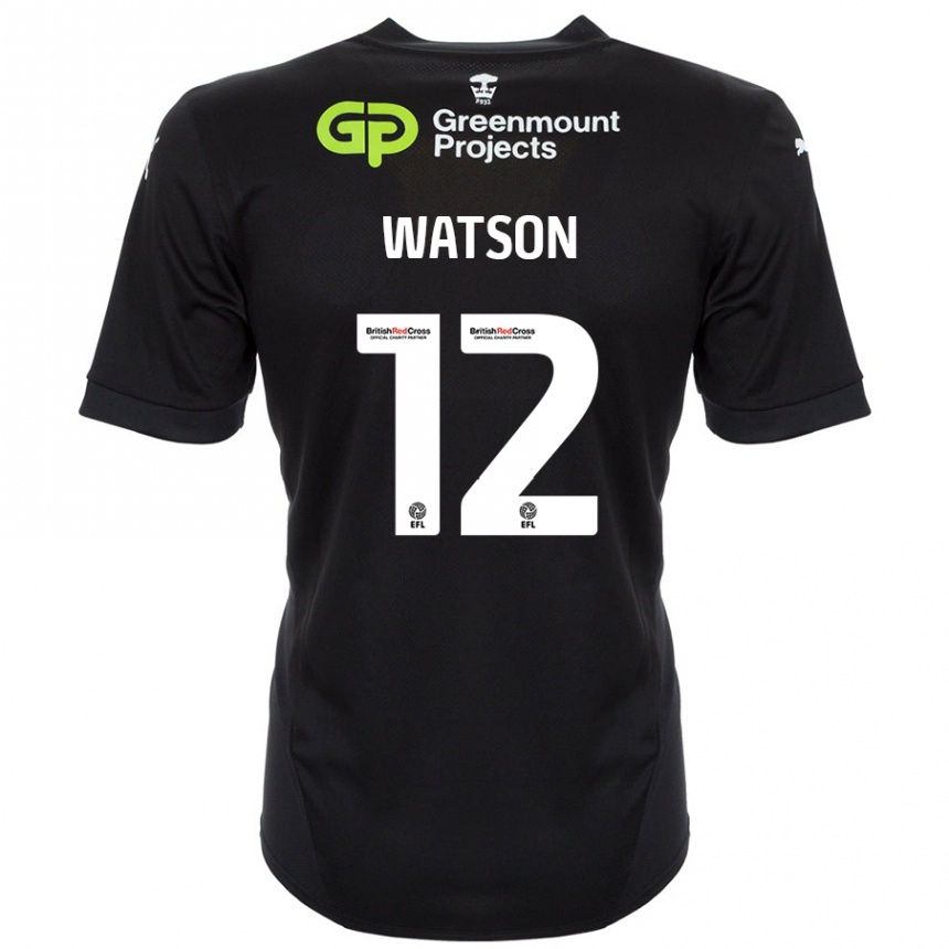 Niño Fútbol Camiseta Tom Watson #12 Negro 2ª Equipación 2024/25