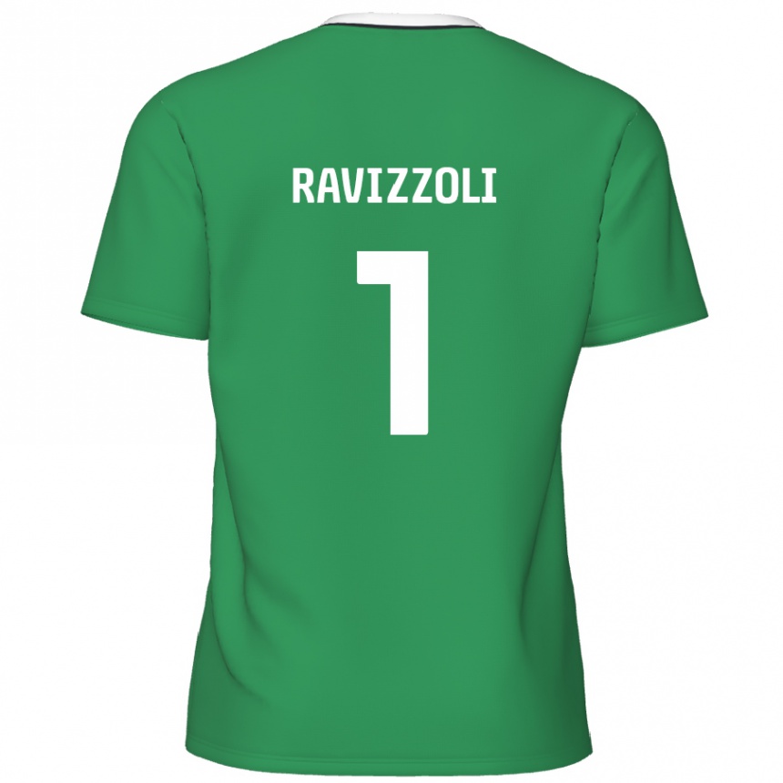 Niño Fútbol Camiseta Franco Ravizzoli #1 Verde Rayas Blancas 2ª Equipación 2024/25