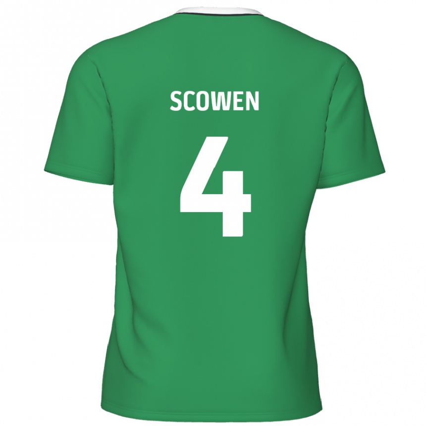 Niño Fútbol Camiseta Josh Scowen #4 Verde Rayas Blancas 2ª Equipación 2024/25