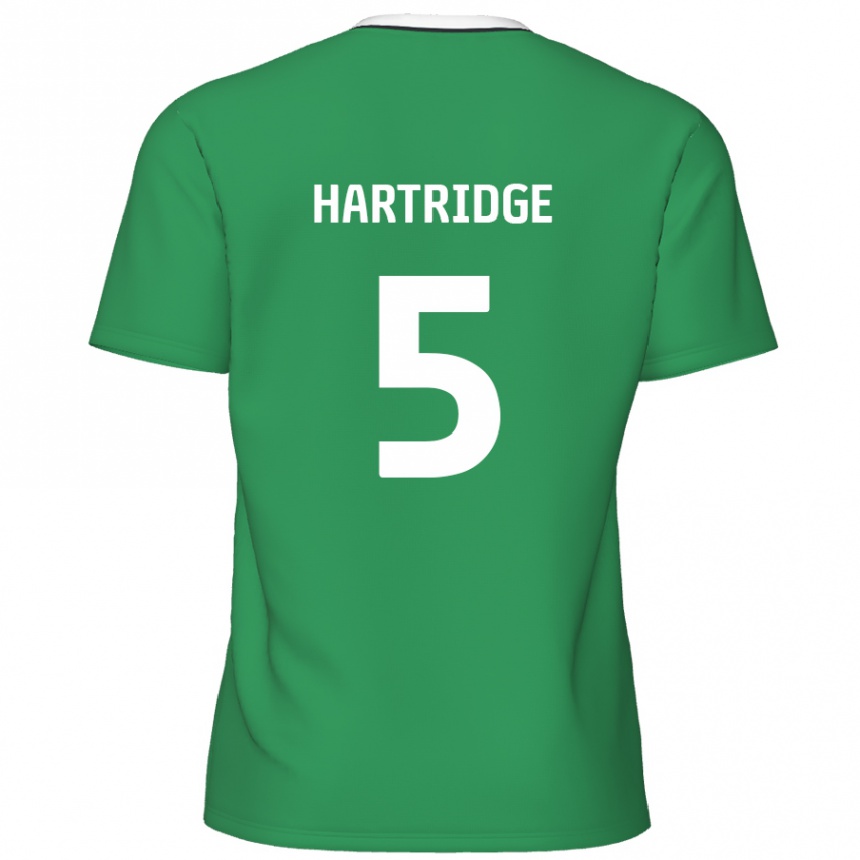 Niño Fútbol Camiseta Alex Hartridge #5 Verde Rayas Blancas 2ª Equipación 2024/25