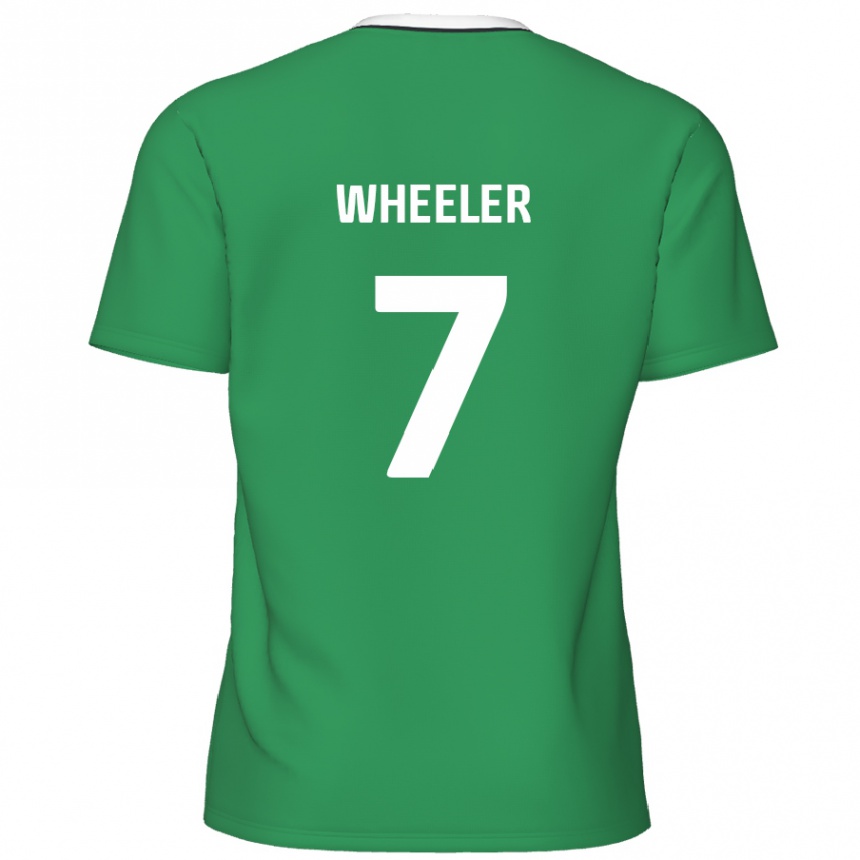 Niño Fútbol Camiseta David Wheeler #7 Verde Rayas Blancas 2ª Equipación 2024/25