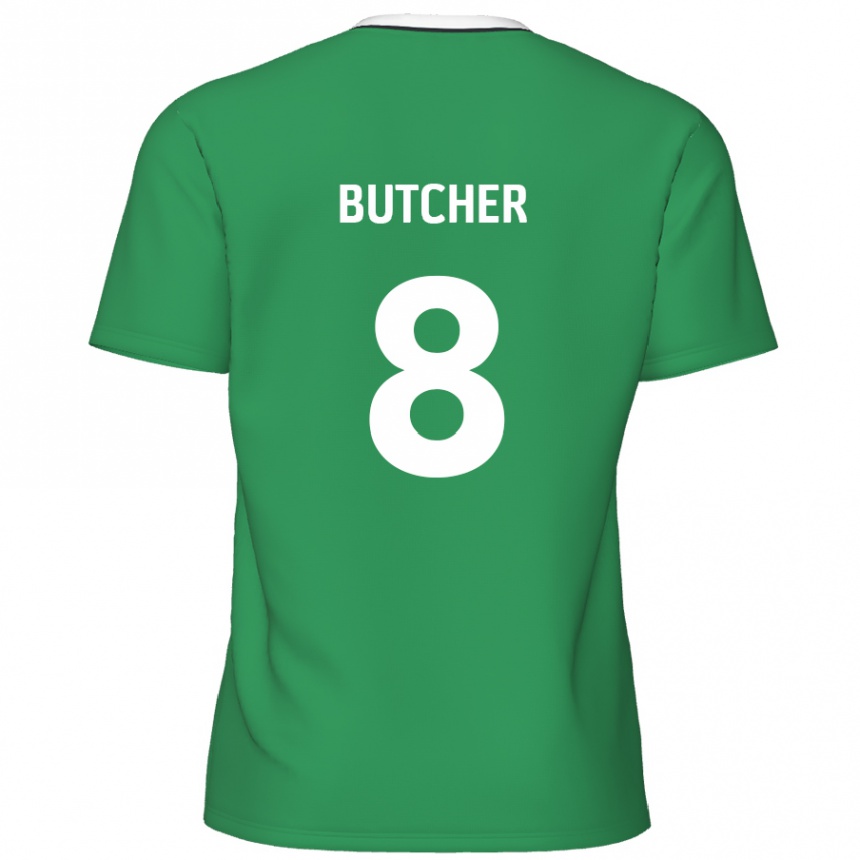 Niño Fútbol Camiseta Matt Butcher #8 Verde Rayas Blancas 2ª Equipación 2024/25