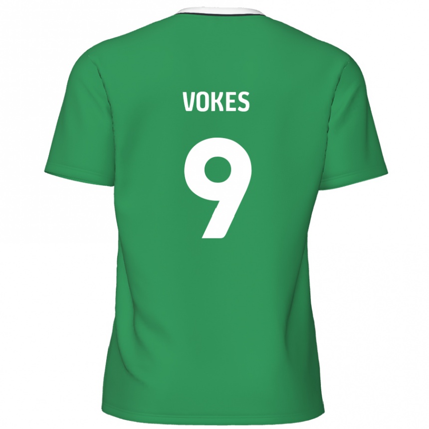 Niño Fútbol Camiseta Sam Vokes #9 Verde Rayas Blancas 2ª Equipación 2024/25