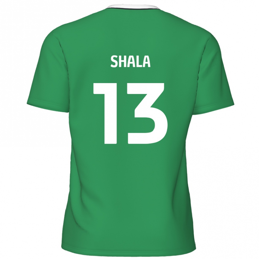 Niño Fútbol Camiseta Laurence Shala #13 Verde Rayas Blancas 2ª Equipación 2024/25