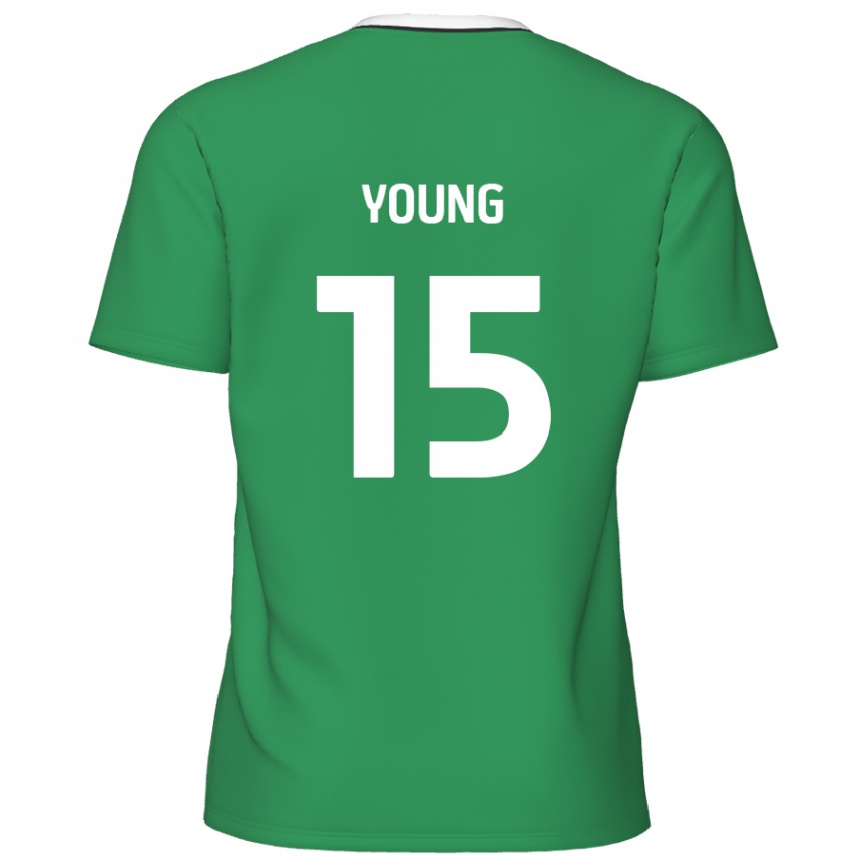 Niño Fútbol Camiseta Jack Young #15 Verde Rayas Blancas 2ª Equipación 2024/25