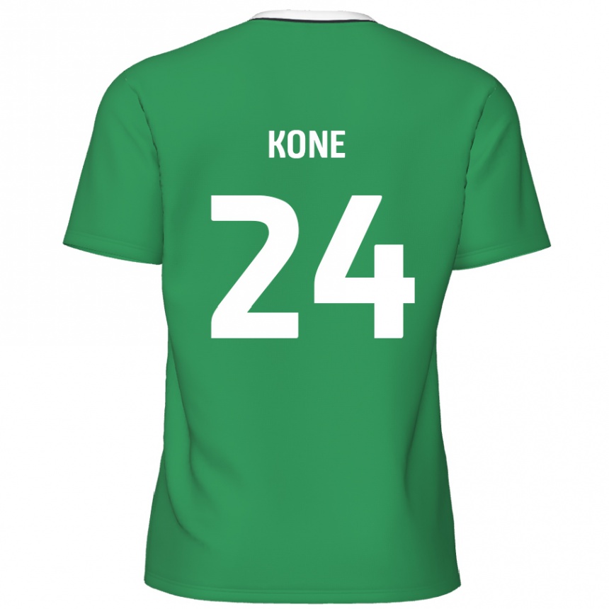 Niño Fútbol Camiseta Richard Kone #24 Verde Rayas Blancas 2ª Equipación 2024/25