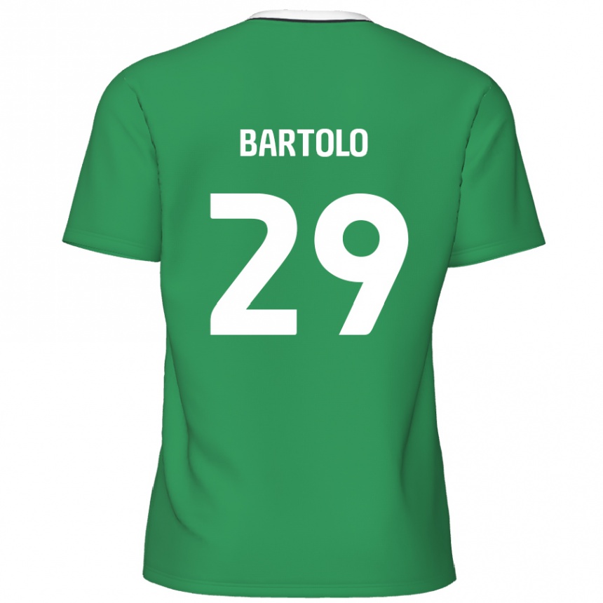 Niño Fútbol Camiseta Jaiden Bartolo #29 Verde Rayas Blancas 2ª Equipación 2024/25