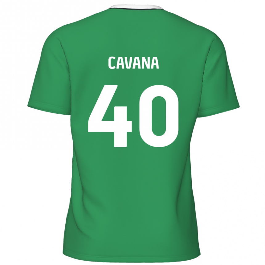 Niño Fútbol Camiseta Max Cavana #40 Verde Rayas Blancas 2ª Equipación 2024/25