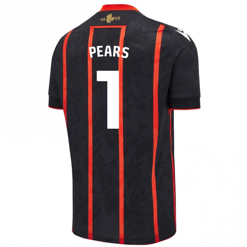 Niño Fútbol Camiseta Aynsley Pears #1 Negro Rojo 2ª Equipación 2024/25