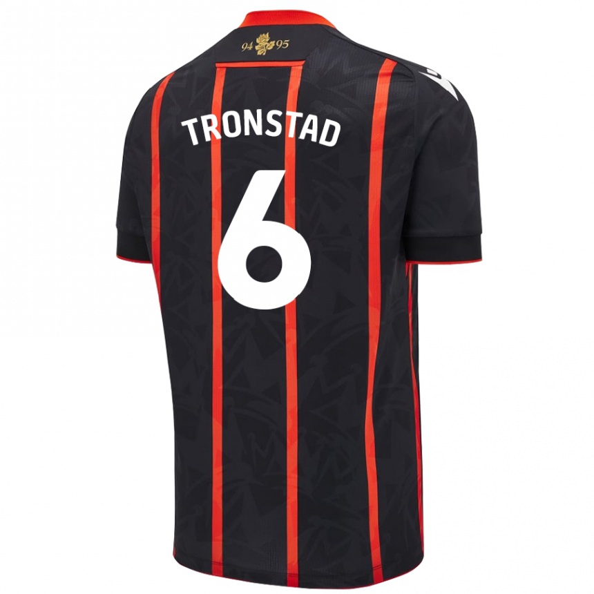 Niño Fútbol Camiseta Sondre Tronstad #6 Negro Rojo 2ª Equipación 2024/25