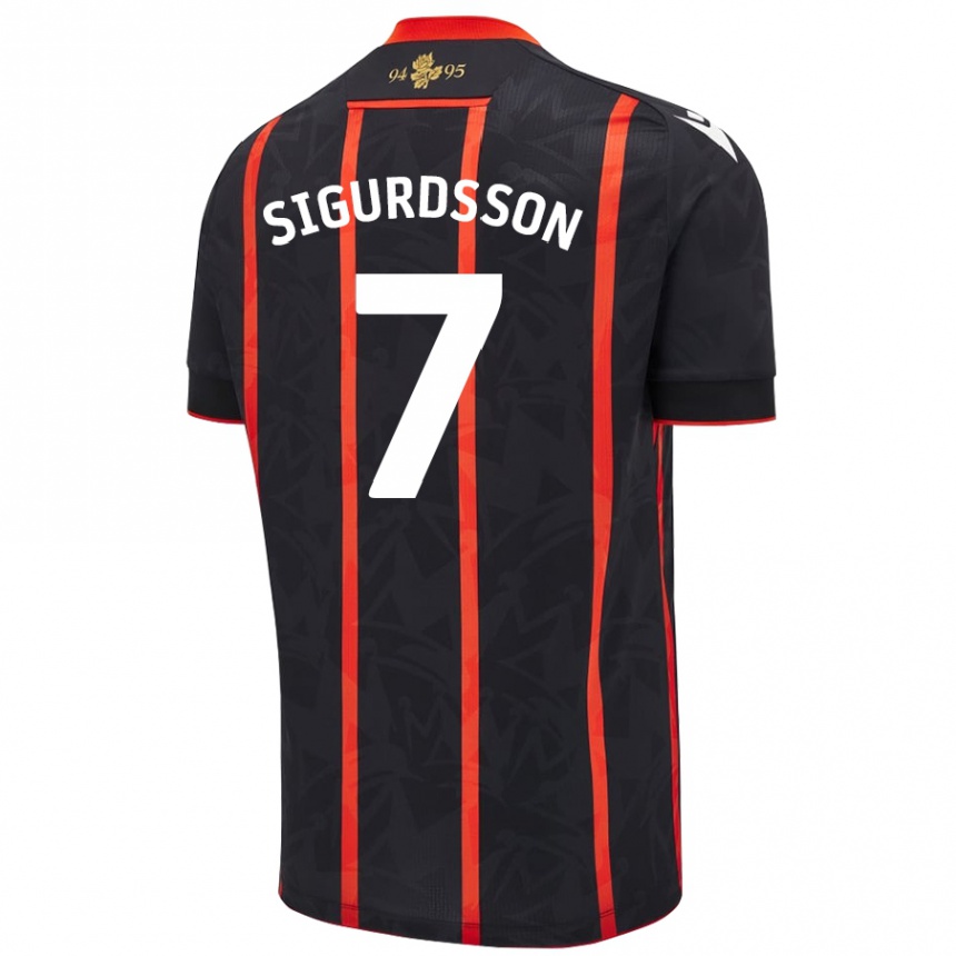 Niño Fútbol Camiseta Arnór Sigurdsson #7 Negro Rojo 2ª Equipación 2024/25