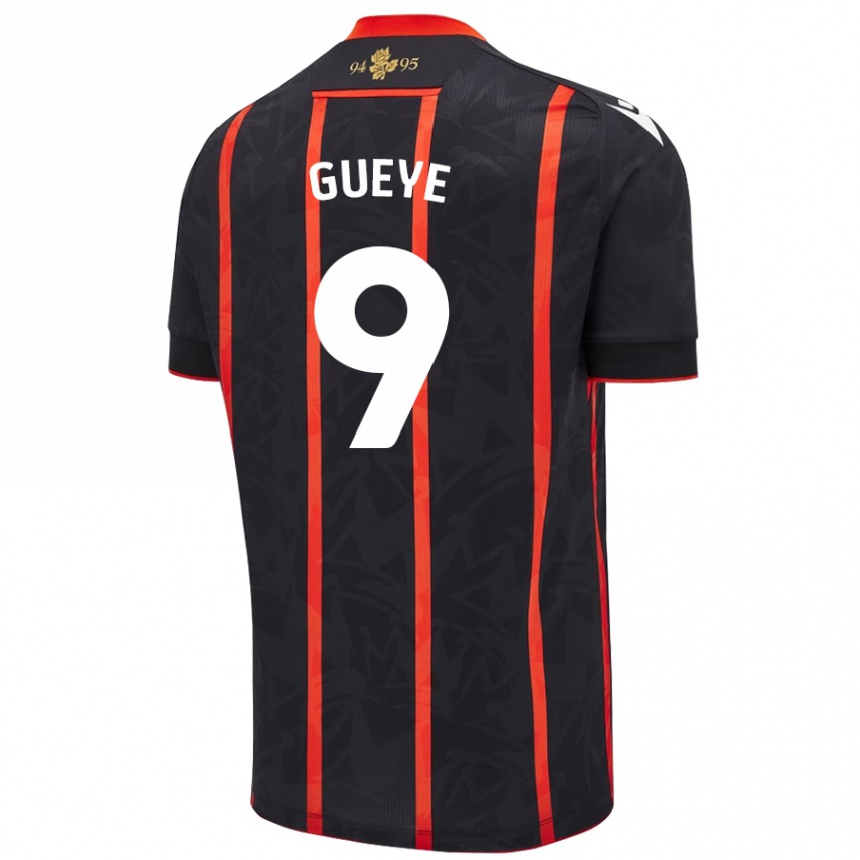 Niño Fútbol Camiseta Makhtar Gueye #9 Negro Rojo 2ª Equipación 2024/25