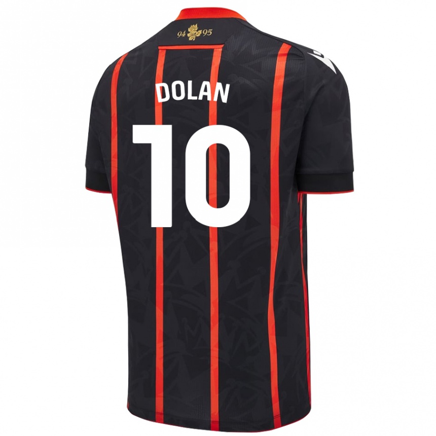 Niño Fútbol Camiseta Tyrhys Dolan #10 Negro Rojo 2ª Equipación 2024/25