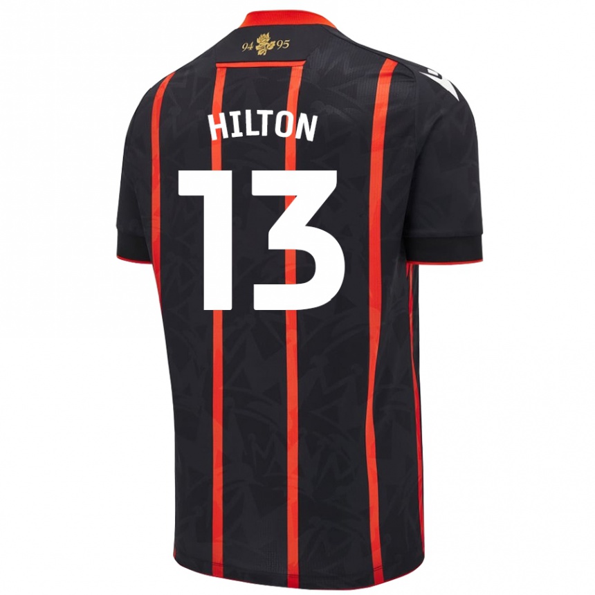 Niño Fútbol Camiseta Joe Hilton #13 Negro Rojo 2ª Equipación 2024/25