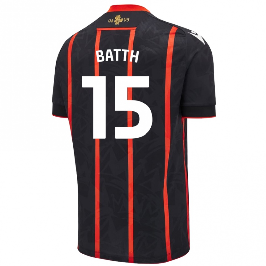 Niño Fútbol Camiseta Danny Batth #15 Negro Rojo 2ª Equipación 2024/25