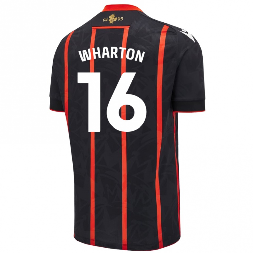 Niño Fútbol Camiseta Scott Wharton #16 Negro Rojo 2ª Equipación 2024/25