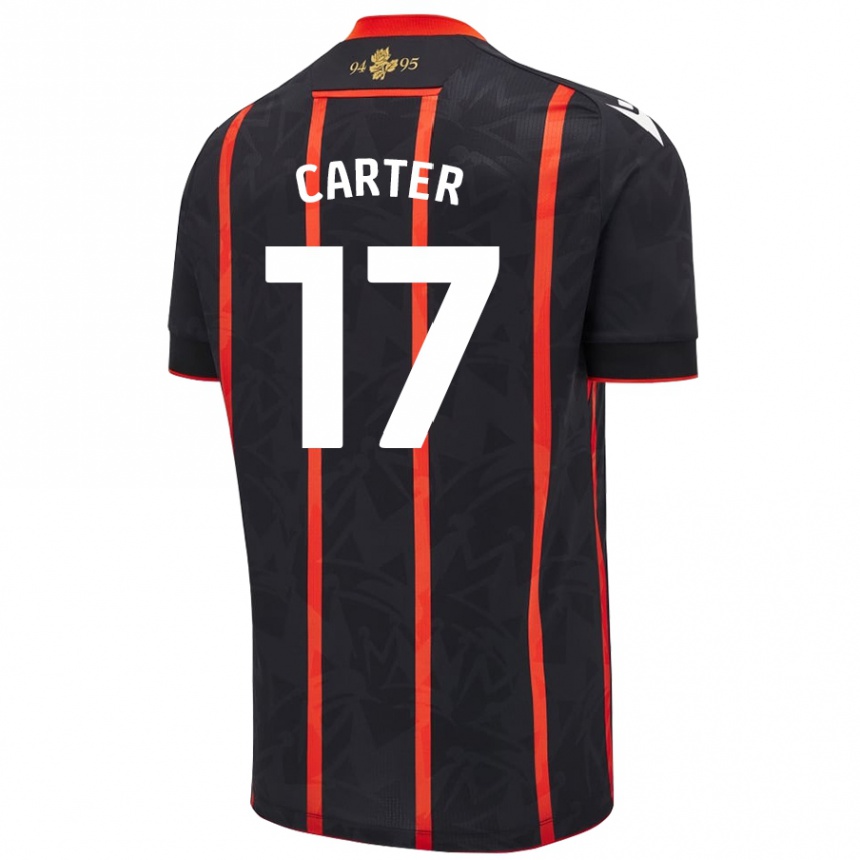 Niño Fútbol Camiseta Hayden Carter #17 Negro Rojo 2ª Equipación 2024/25