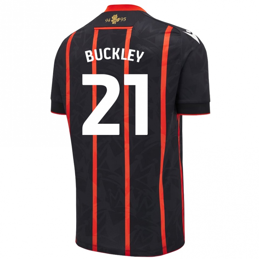 Niño Fútbol Camiseta John Buckley #21 Negro Rojo 2ª Equipación 2024/25