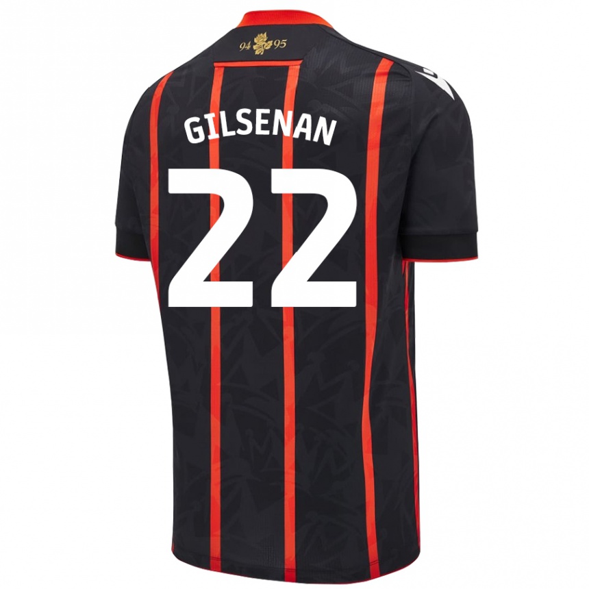 Niño Fútbol Camiseta Zak Gilsenan #22 Negro Rojo 2ª Equipación 2024/25