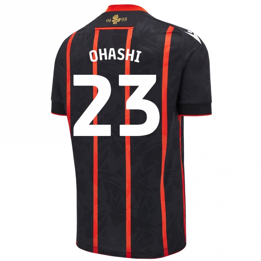 Niño Fútbol Camiseta Yuki Ohashi #23 Negro Rojo 2ª Equipación 2024/25