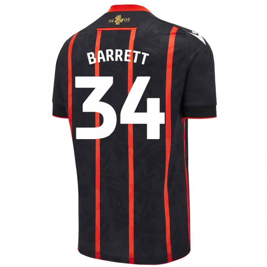 Niño Fútbol Camiseta Jack Barrett #34 Negro Rojo 2ª Equipación 2024/25