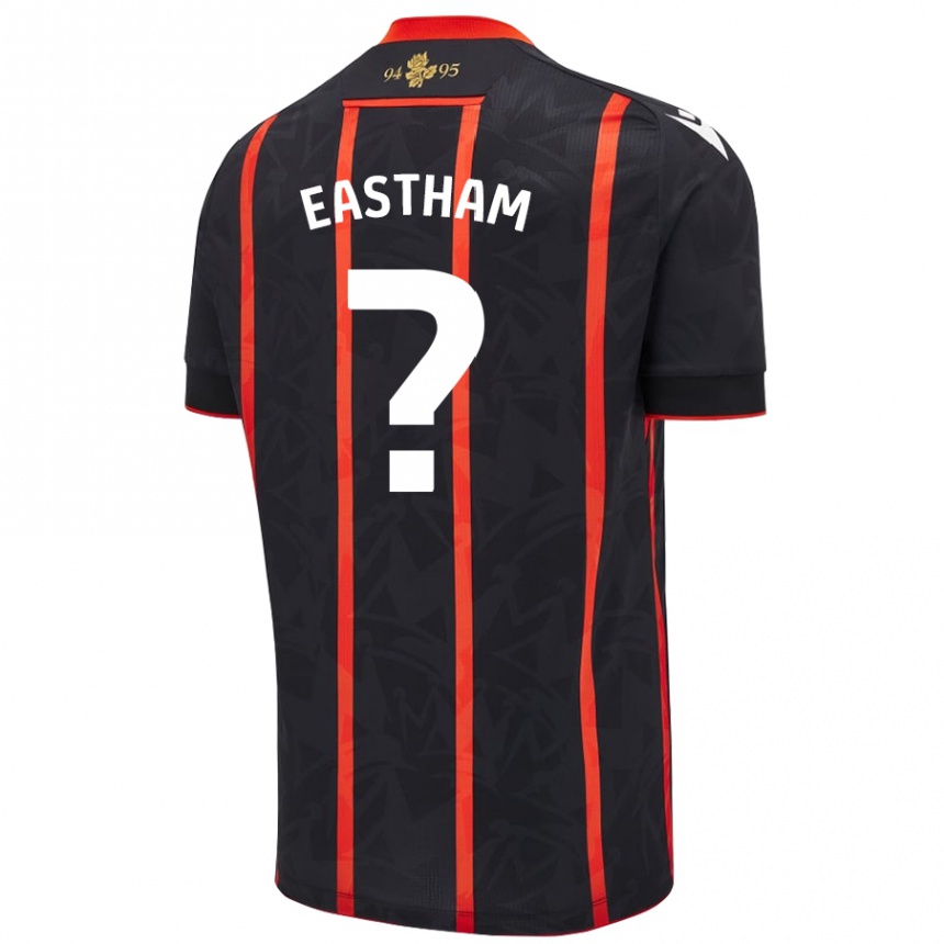 Niño Fútbol Camiseta Jordan Eastham #0 Negro Rojo 2ª Equipación 2024/25