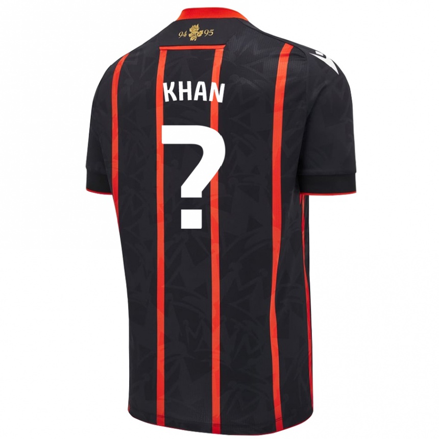 Niño Fútbol Camiseta Adam Khan #0 Negro Rojo 2ª Equipación 2024/25