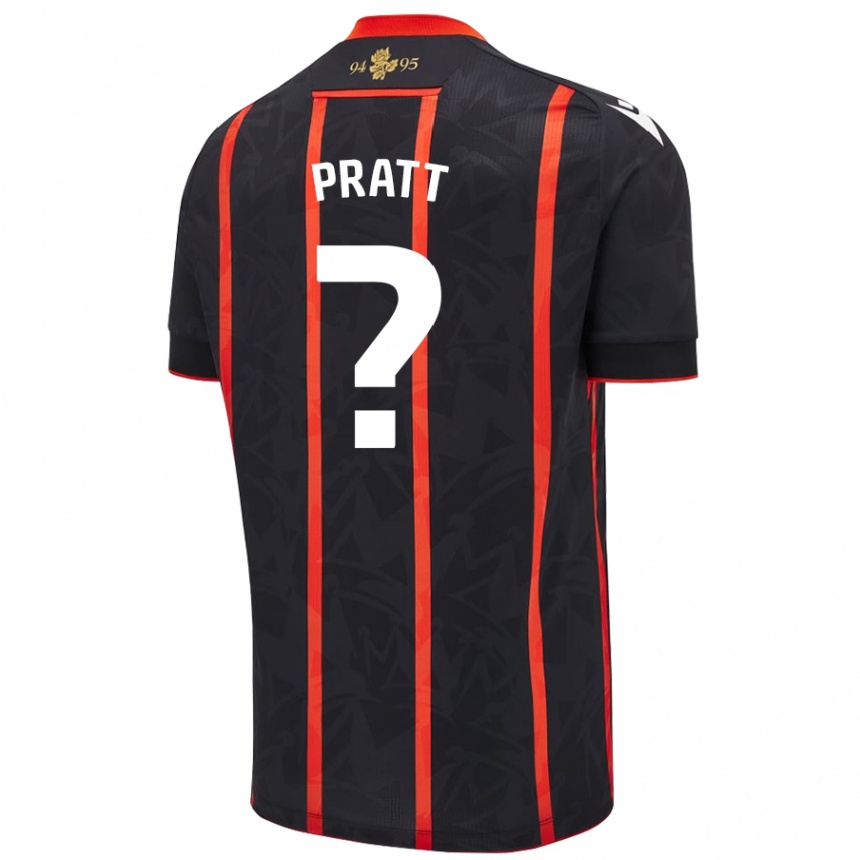 Niño Fútbol Camiseta George Pratt #0 Negro Rojo 2ª Equipación 2024/25