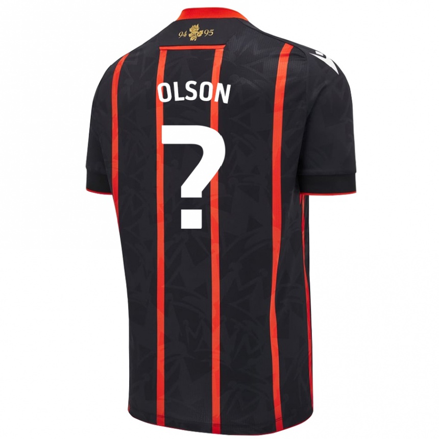 Niño Fútbol Camiseta Charlie Olson #0 Negro Rojo 2ª Equipación 2024/25