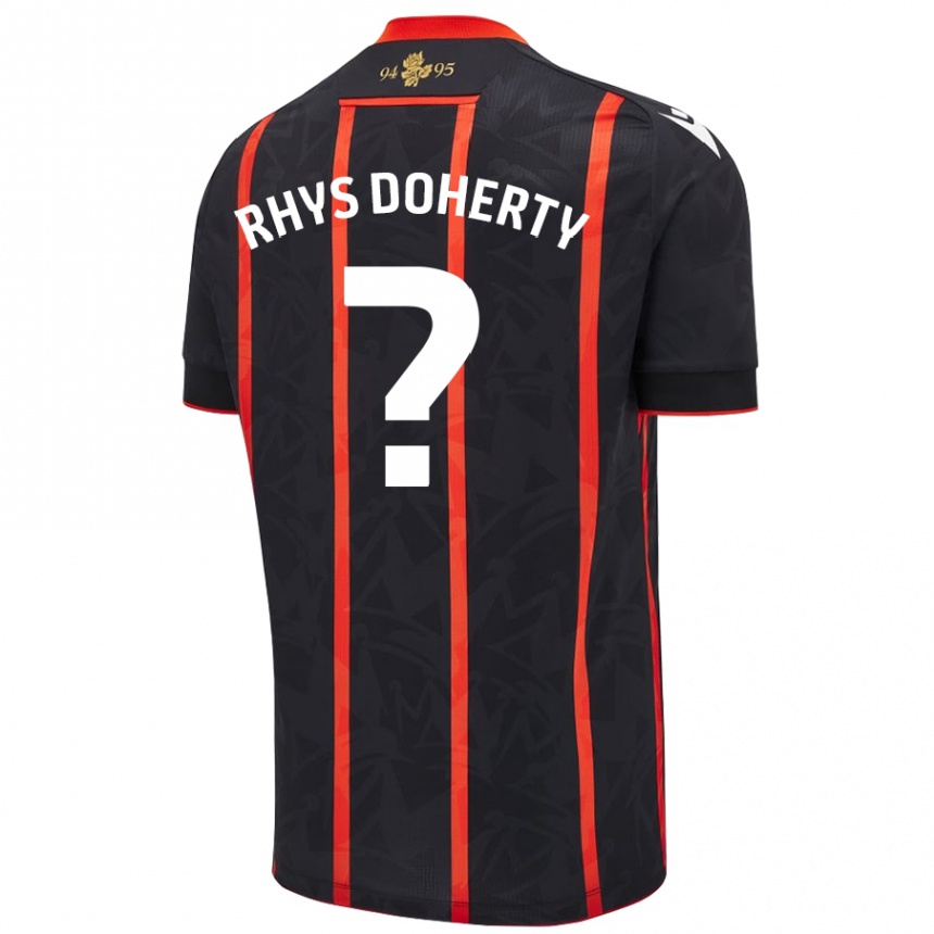 Niño Fútbol Camiseta Rhys Doherty #0 Negro Rojo 2ª Equipación 2024/25