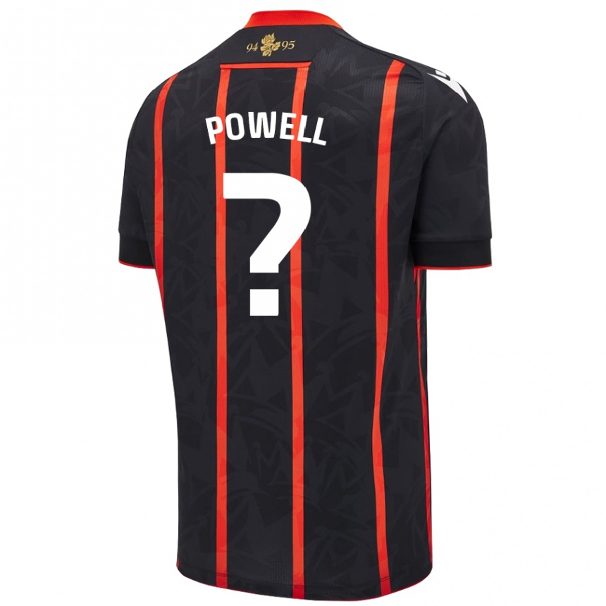 Niño Fútbol Camiseta Brandon Powell #0 Negro Rojo 2ª Equipación 2024/25