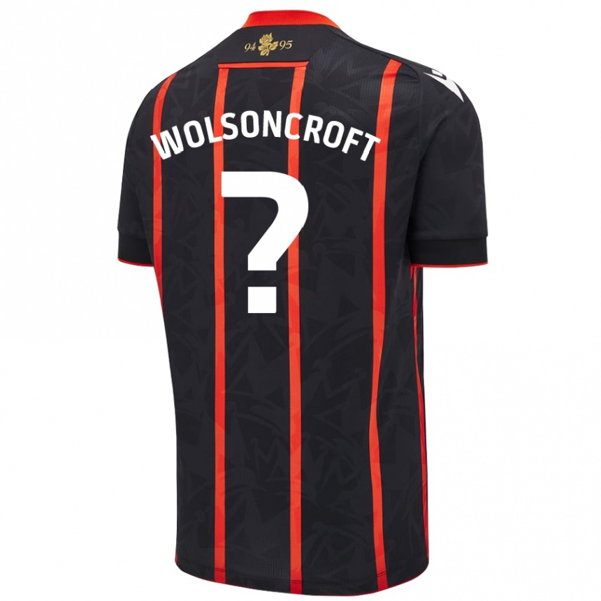 Niño Fútbol Camiseta Blake Wolsoncroft #0 Negro Rojo 2ª Equipación 2024/25