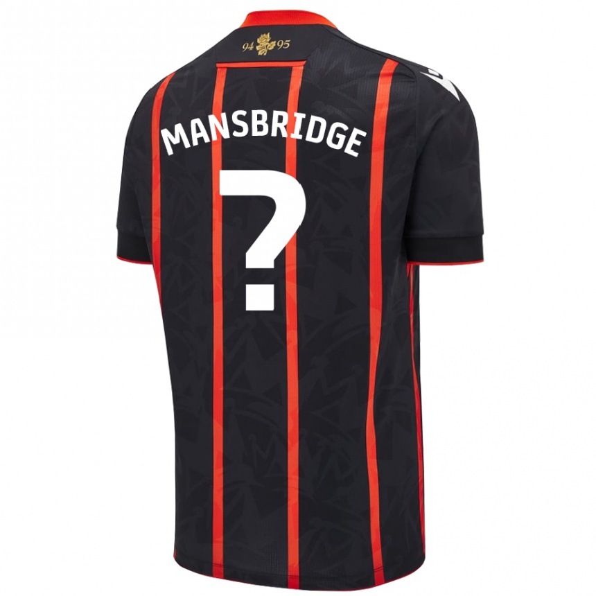 Niño Fútbol Camiseta Tyler Mansbridge #0 Negro Rojo 2ª Equipación 2024/25