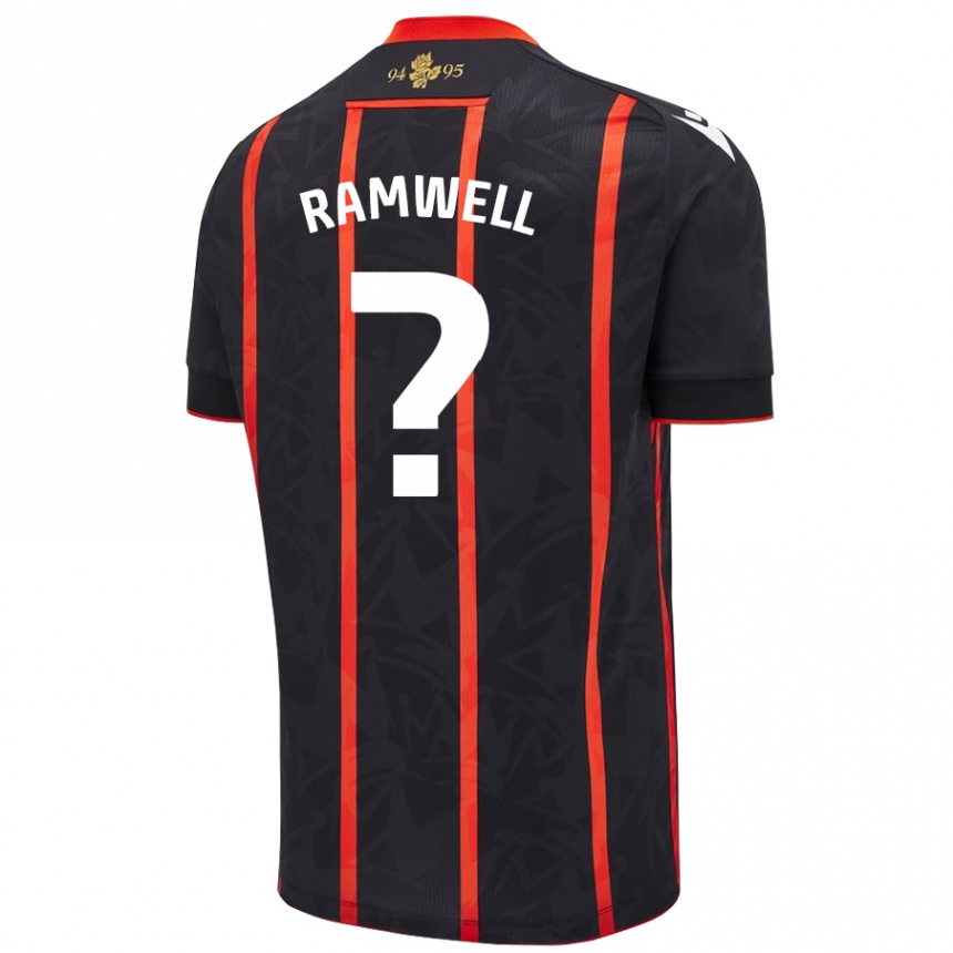 Niño Fútbol Camiseta Teddy Ramwell #0 Negro Rojo 2ª Equipación 2024/25