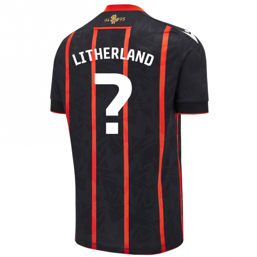 Niño Fútbol Camiseta Matty Litherland #0 Negro Rojo 2ª Equipación 2024/25