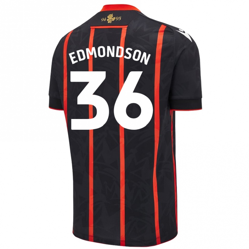 Niño Fútbol Camiseta James Edmondson #36 Negro Rojo 2ª Equipación 2024/25