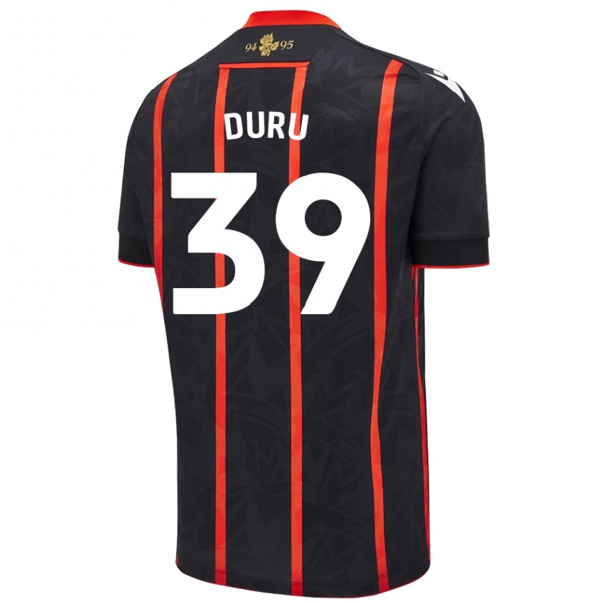 Niño Fútbol Camiseta Leo Duru #39 Negro Rojo 2ª Equipación 2024/25