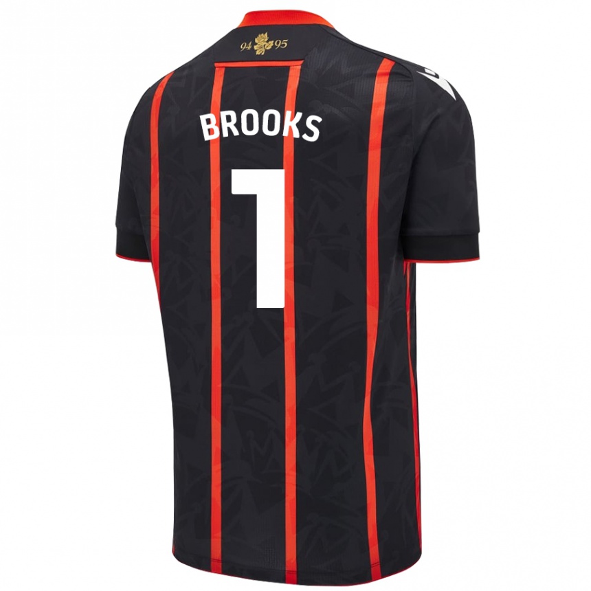 Niño Fútbol Camiseta Alexandra Brooks #1 Negro Rojo 2ª Equipación 2024/25