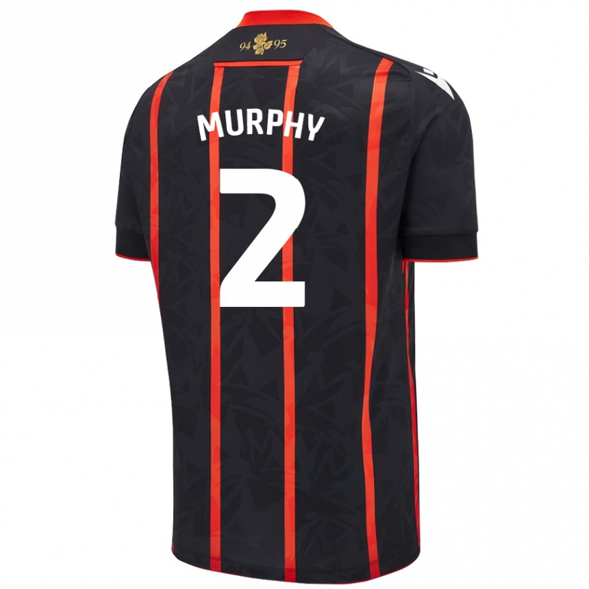 Niño Fútbol Camiseta Niamh Murphy #2 Negro Rojo 2ª Equipación 2024/25